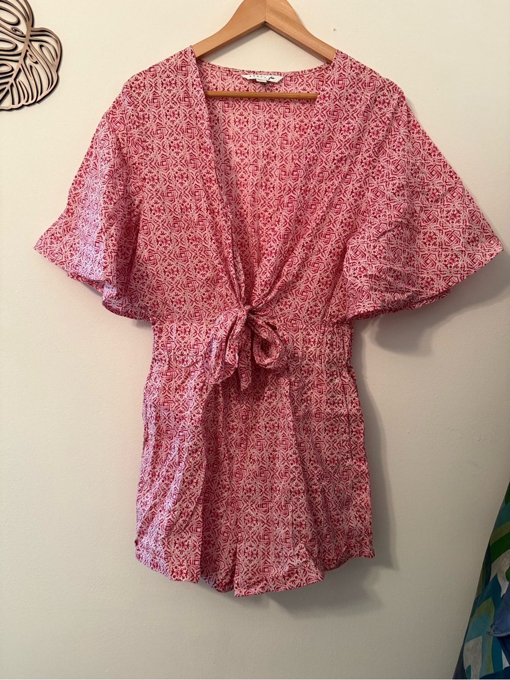 Rusty Pink Floral Tie-Front Romper